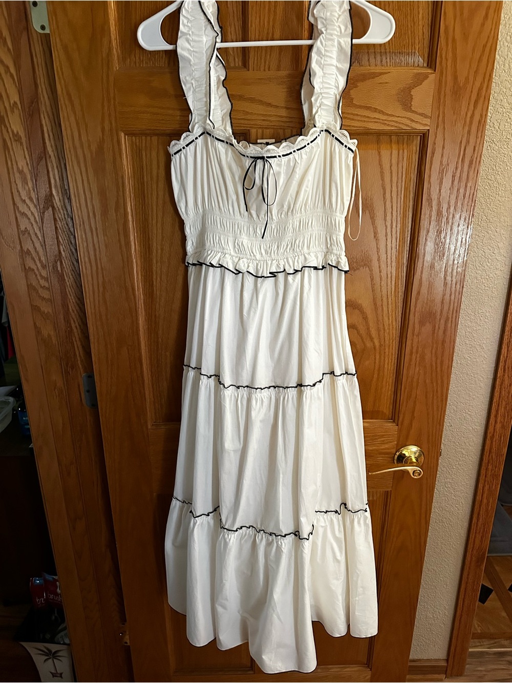 Francesca's Collections White Maxi Dress with Black Trim